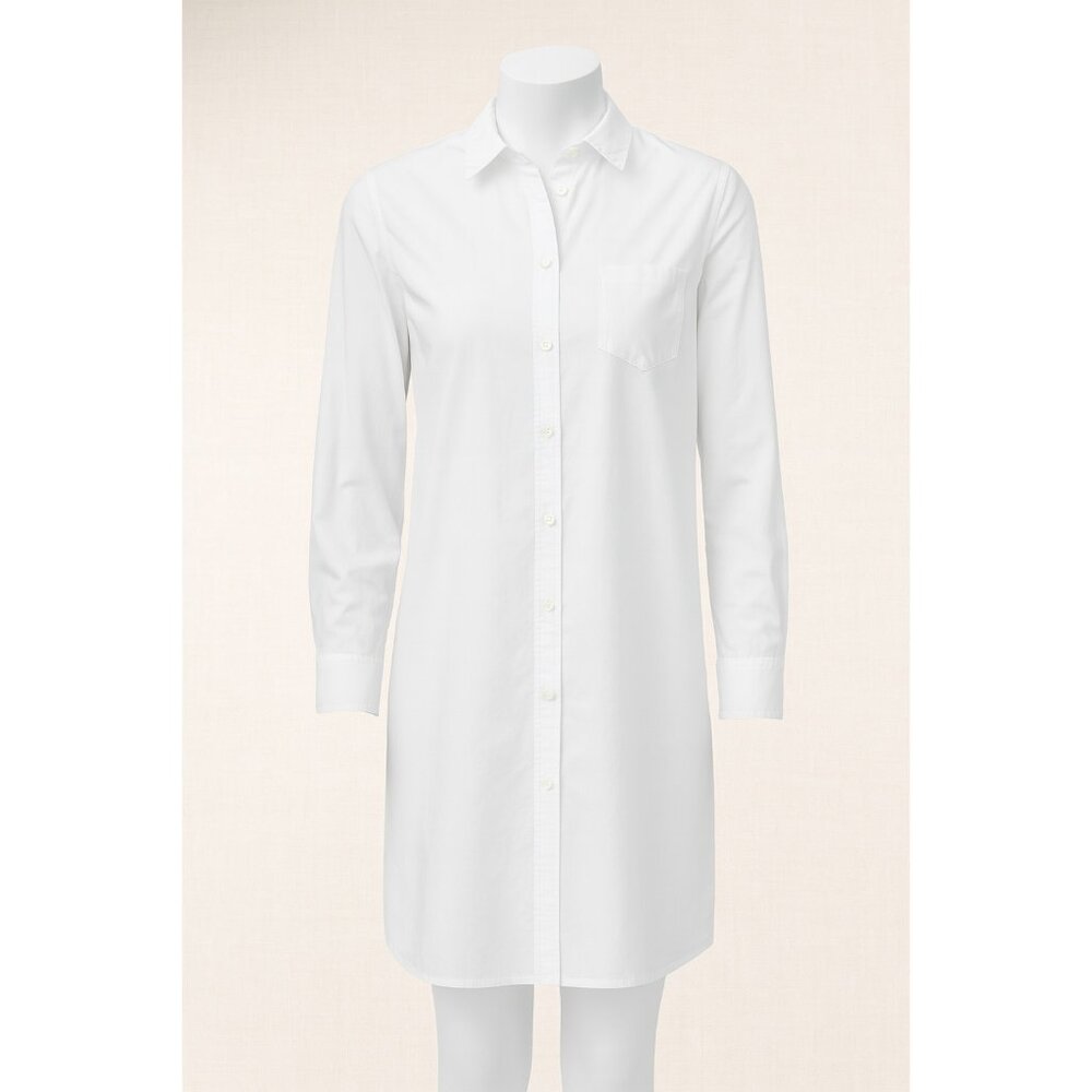 J. Crew Dress Cover Up White Long Sleeves Med. button up casual crisp beach EUC - Picture 2 of 13